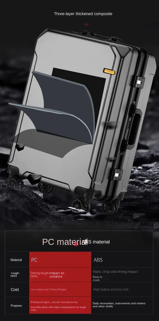 Trolley rigido alluminio 20-26″ cabina/da viaggio con serratura TSA + porte USB – valigia leggera e professionale