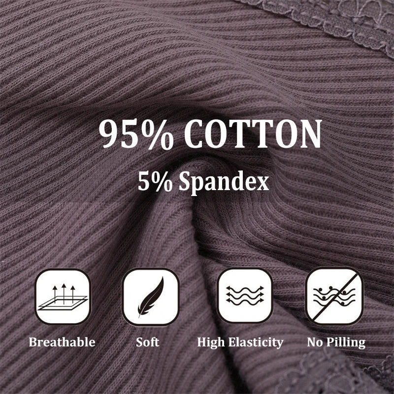 Set perizomi donna seamless in cotone + pizzo – vita bassa, T-back, soft comfort, taglie da M a 2XL