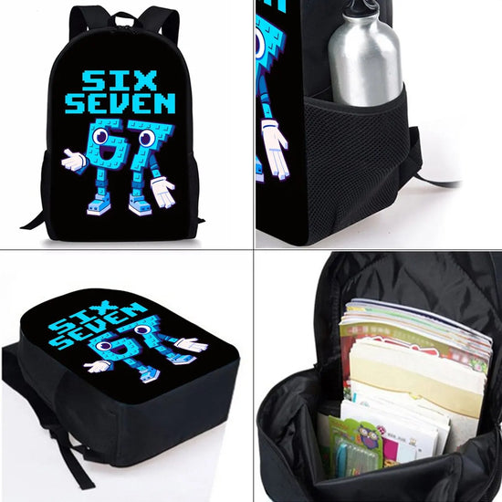 New Colorful Number 67 Print Three Piece Set Backpacks for Boy and Girls Best Gifts 2D Flat Cartoon School Bag for Children