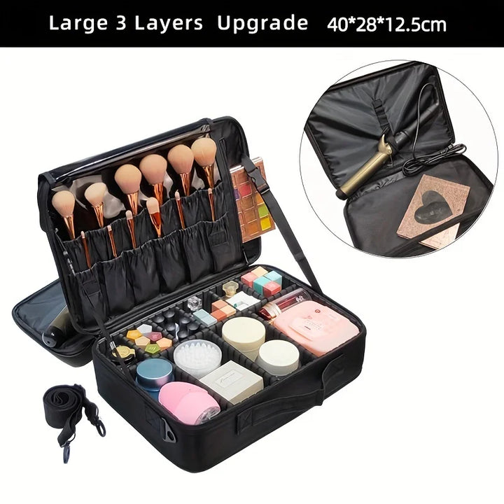 Borsa cosmetici grande in tessuto Oxford – beauty case da viaggio donna grande capacità, organizer make-up waterproof