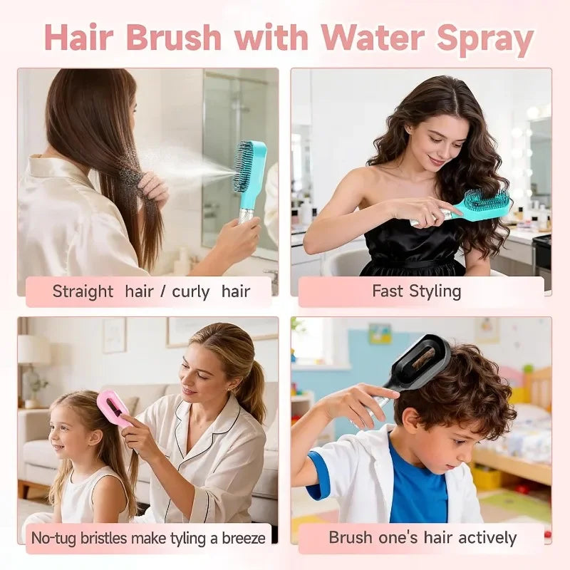 Spazzola Lisciante Capelli 2 in 1 – Pettine con Spruzzino Integrato