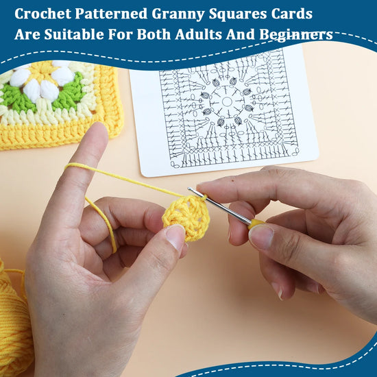 Set 20 carte modelli knitting / crochet – Kit modelli granny square fai-da-te per principianti