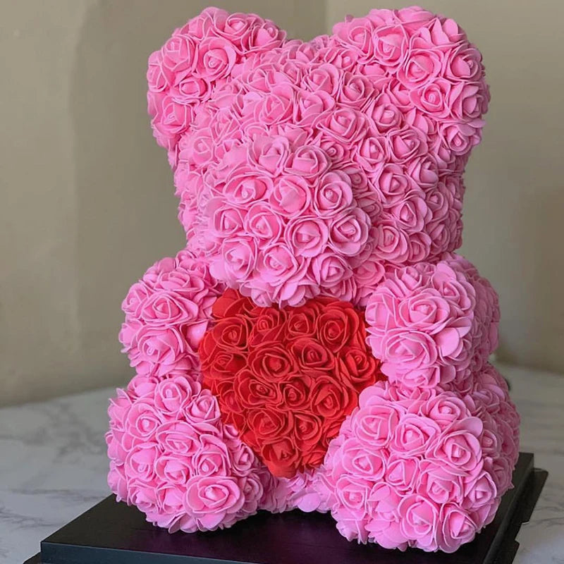 Orsetto di Rose Artificiali 40 cm Regalo Romantico per San Valentino e Anniversario