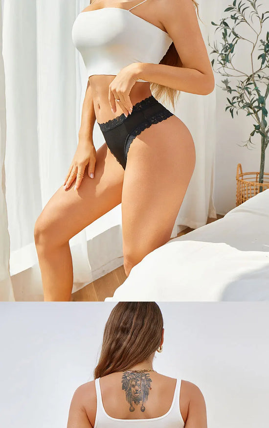 Set 5 pezzi perizomi donna vita media contrasto pizzo floreale – mutandine traspiranti sexy low-waist da S a XXL