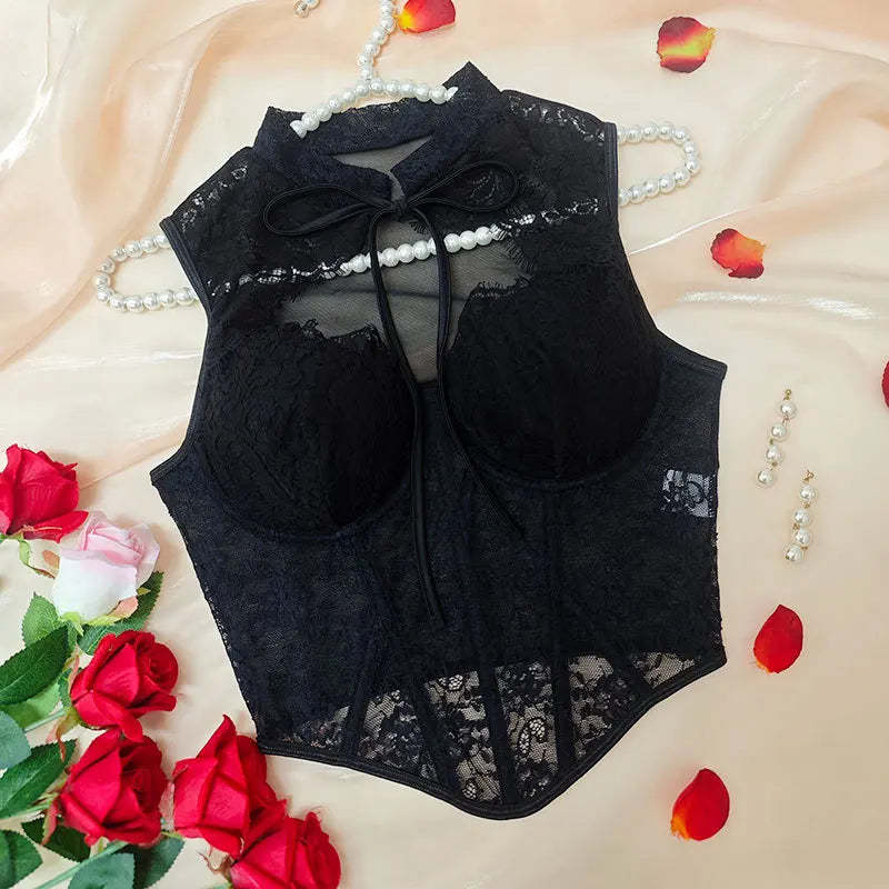 Top Corsetto in Pizzo Donna – Canotta Sexy Aderente