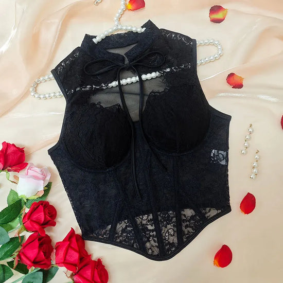 Top Corsetto in Pizzo Donna – Canotta Sexy Aderente