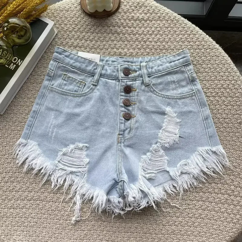 Shorts in denim donna vita alta – modello gamba larga snellente, perfetti per l’estate