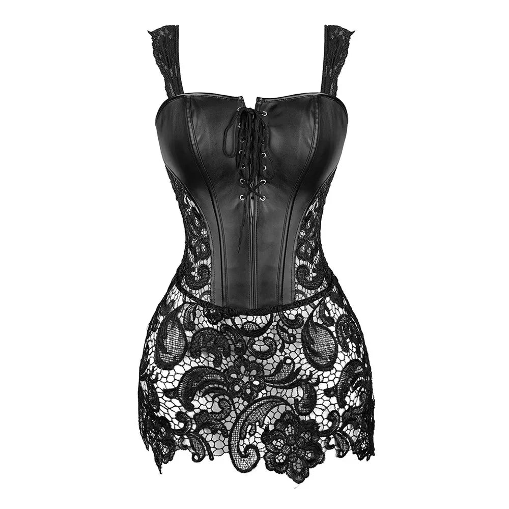 Vestito Corsetto Donna Sexy – Abito Gothic con Gonna in Pizzo