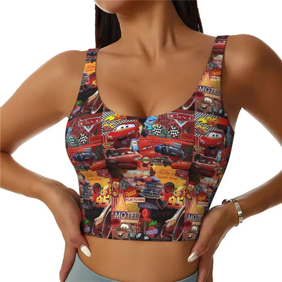 Maglia cars SaettaMcQueen Donna | Cartoon Fitness Crop Top Cars