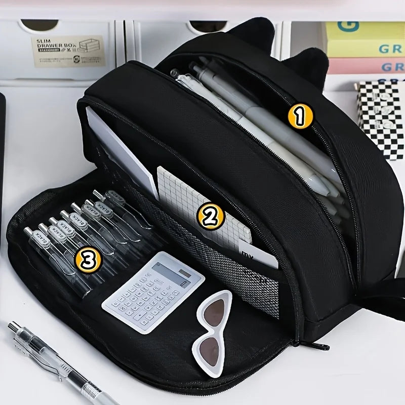 Astuccio Gatto Nero 3D – Portapenne Capiente per Scuola