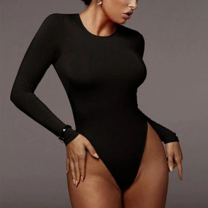 Bodysuit nero a manica lunga – body aderente sexy 2025 per donne, multiuso e lingerie