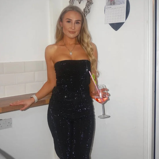 Set denim con paillettes da donna – Gilet crop + jeans vita alta con zip, outfit street style 2025