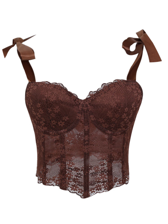 Corsetto Sexy in Pizzo Trasparente – Bustier Push Up Donna