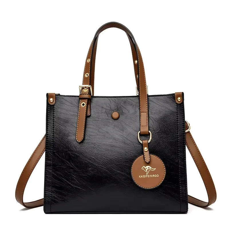 Borsa a tracolla donna con tasche e scomparti - Nero, codice 6