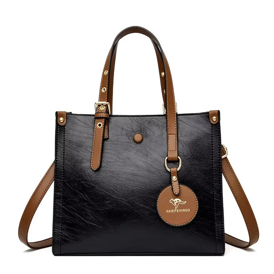 Borsa a tracolla donna con tasche e scomparti - Nero, codice 6