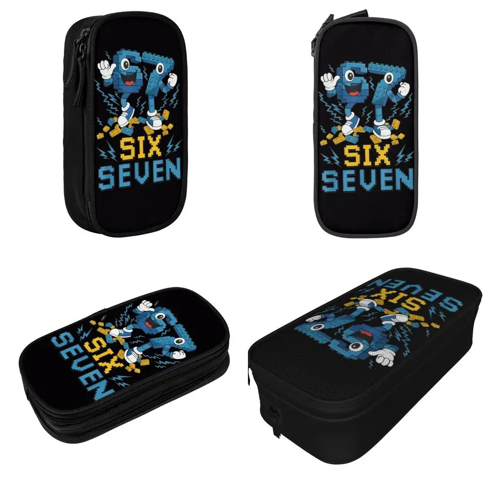 Meme 6 7 Six Seven Italian Steal A Brainrot 67 Pencil Case Canvas Pencil Box Child Vintage College School Pencil Cases Supplies