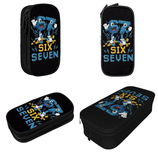 Meme 6 7 Six Seven Italian Steal A Brainrot 67 Pencil Case Canvas Pencil Box Child Vintage College School Pencil Cases Supplies