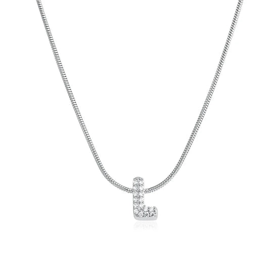 Collana iniziale personalizzabile A–Z con pavé di zirconi – acciaio, elegante