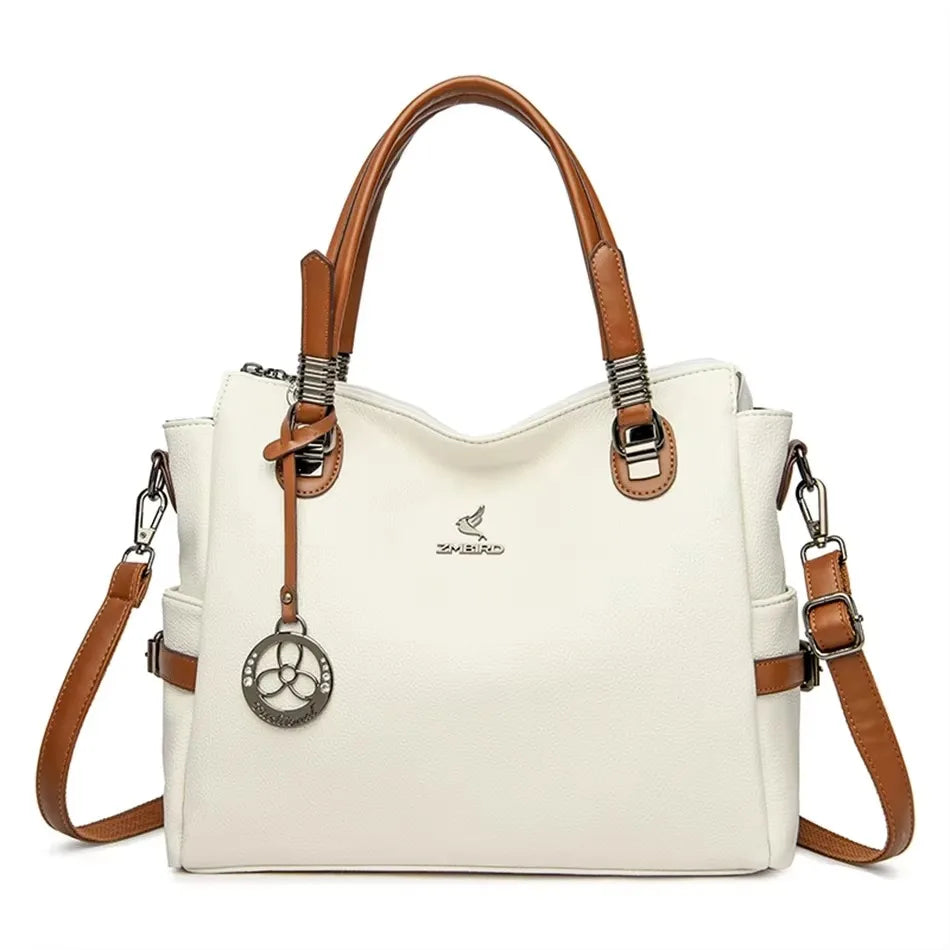 Borsa a tracolla donna con tasche e scomparti - Beige