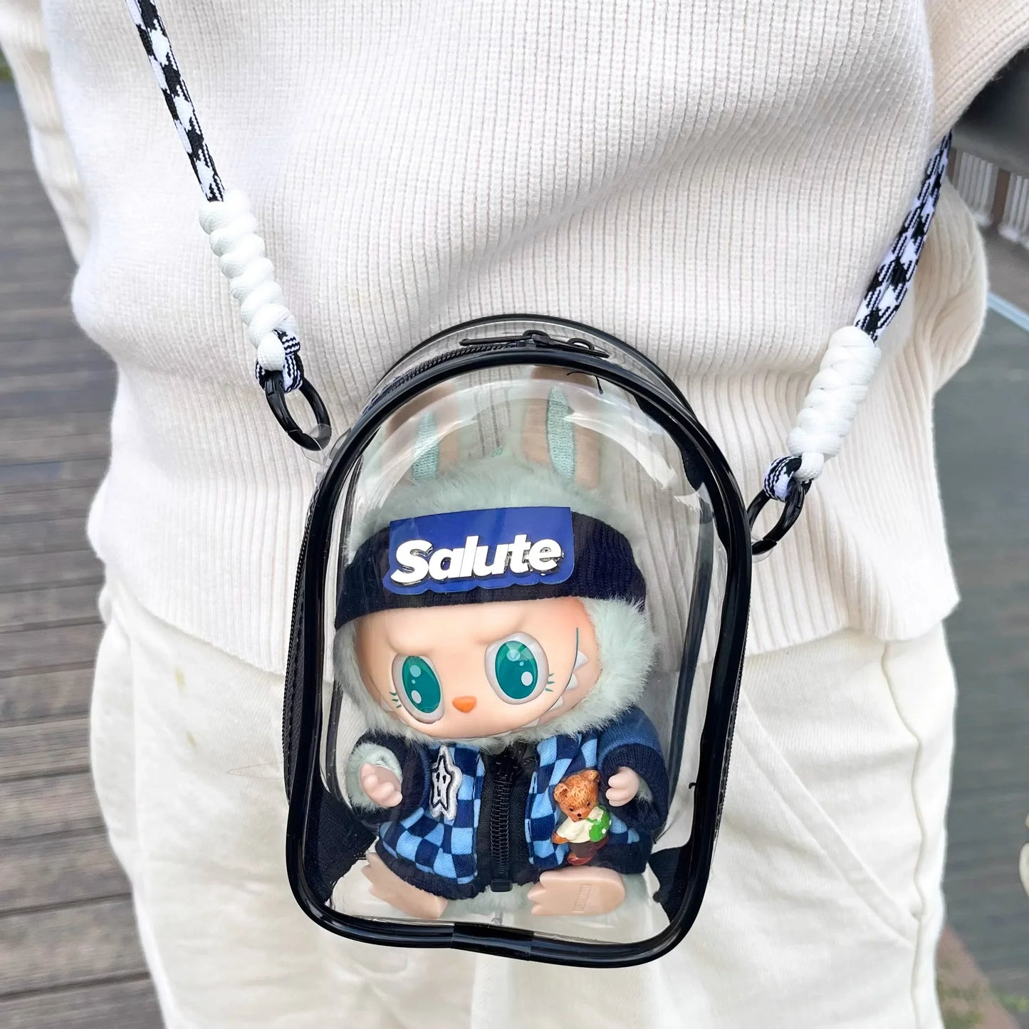 Custodia Labubu THE MONSTER 15 cm da spalla – borsa PVC trasparente protettiva