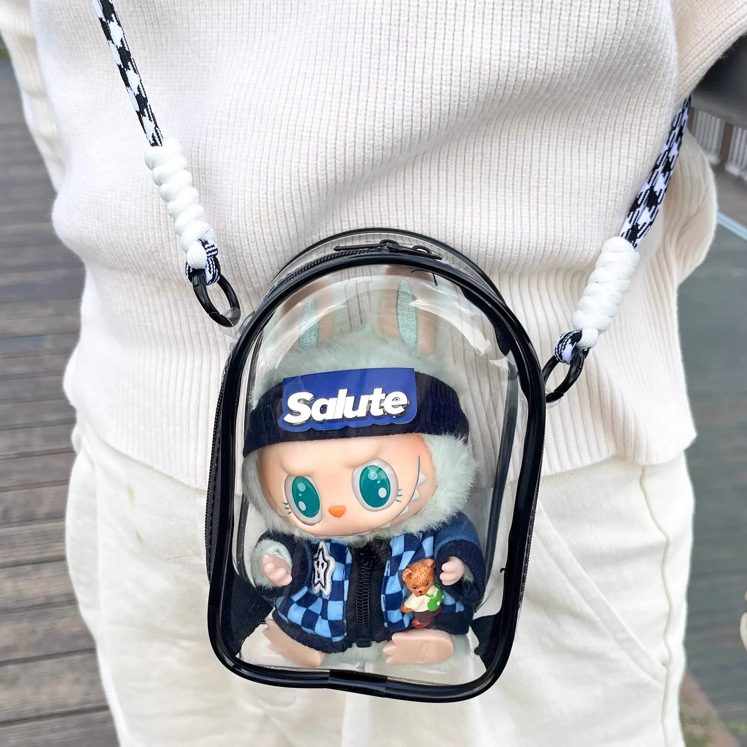Custodia Labubu THE MONSTER 15 cm da spalla – borsa PVC trasparente protettiva