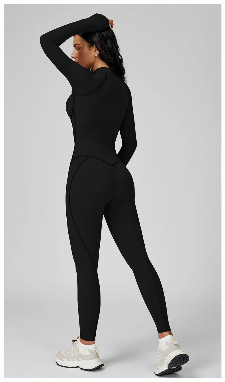 Tuta Sportiva Donna Intera con Zip – Body Fitness per Palestra e Yoga