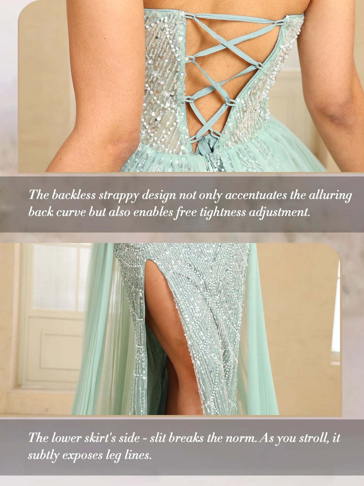 Abito Lungo Elegante con Spacco Alto – Vestito da Cerimonia e Gala