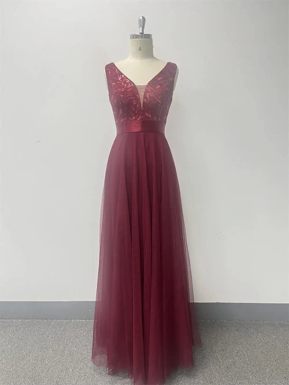 Abito Lungo Elegante Donna con Paillettes – Vestito Cerimonia Matrimonio e Damigella