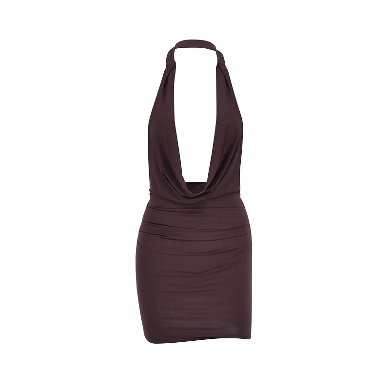 Sexy Mini Dress Donna Estivo – Bodycon Halter V‑Neck Backless 2025