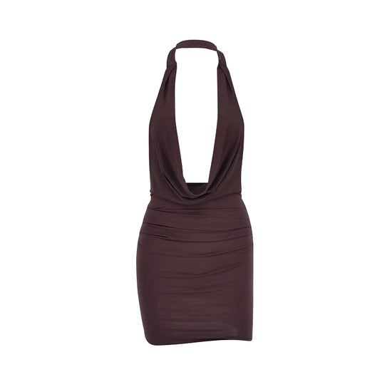 Sexy Mini Dress Donna Estivo – Bodycon Halter V‑Neck Backless 2025