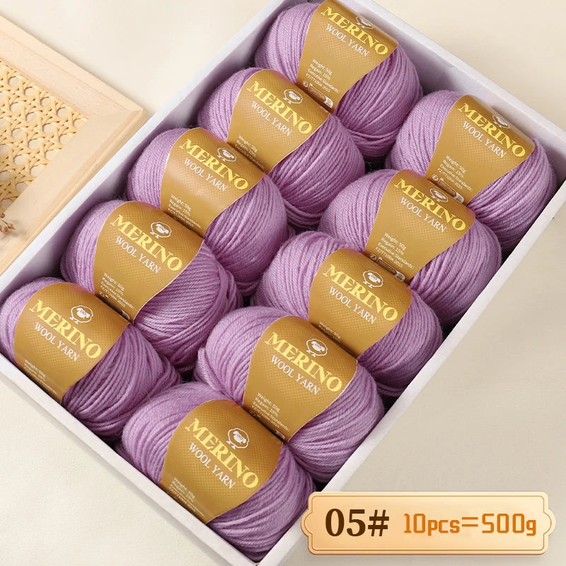 Set 500 g Filato Lana Medio-Spesso – 10 Gomitoli per Maglieria e Uncinetto