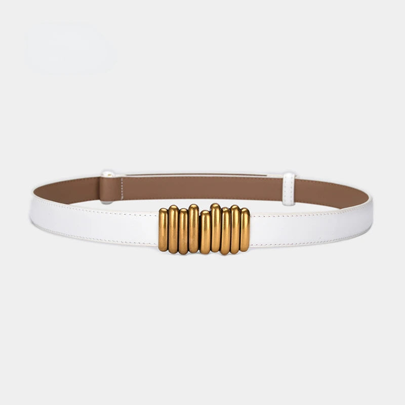 Cintura donna ecopelle vera 2025 – skinny knot belt in cowhide con fibbia gold, cintura regalo moda