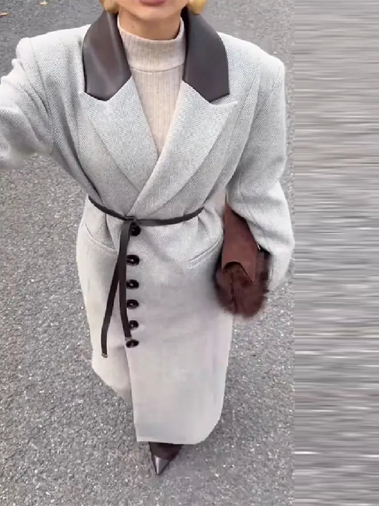 Cappotto Lungo Donna a Pois con Cintura - immagine 1