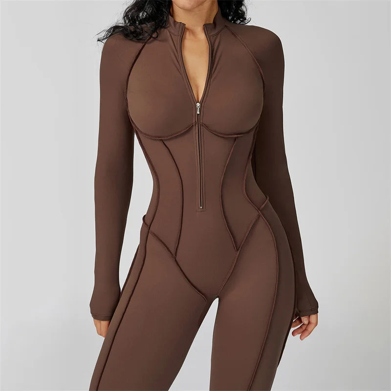 Tuta Sportiva Donna Intera con Zip – Body Fitness per Palestra e Yoga
