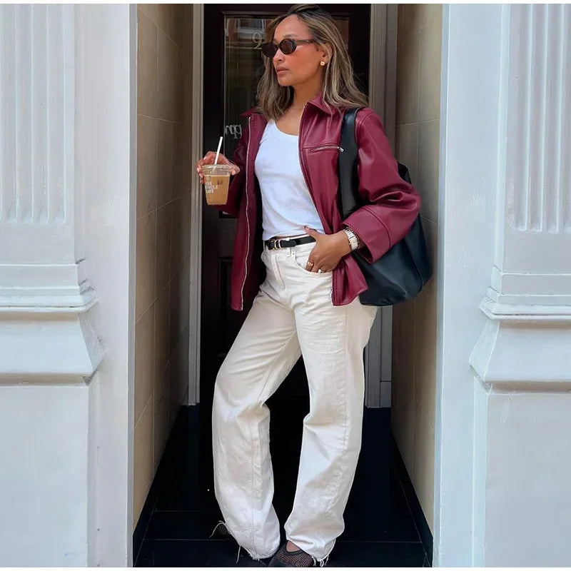 Giacca Donna in Similpelle con Zip e Colletto - immagine 37