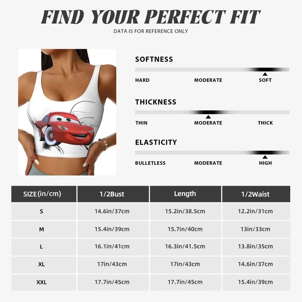 Maglia cars SaettaMcQueen Donna | Cartoon Fitness Crop Top Cars