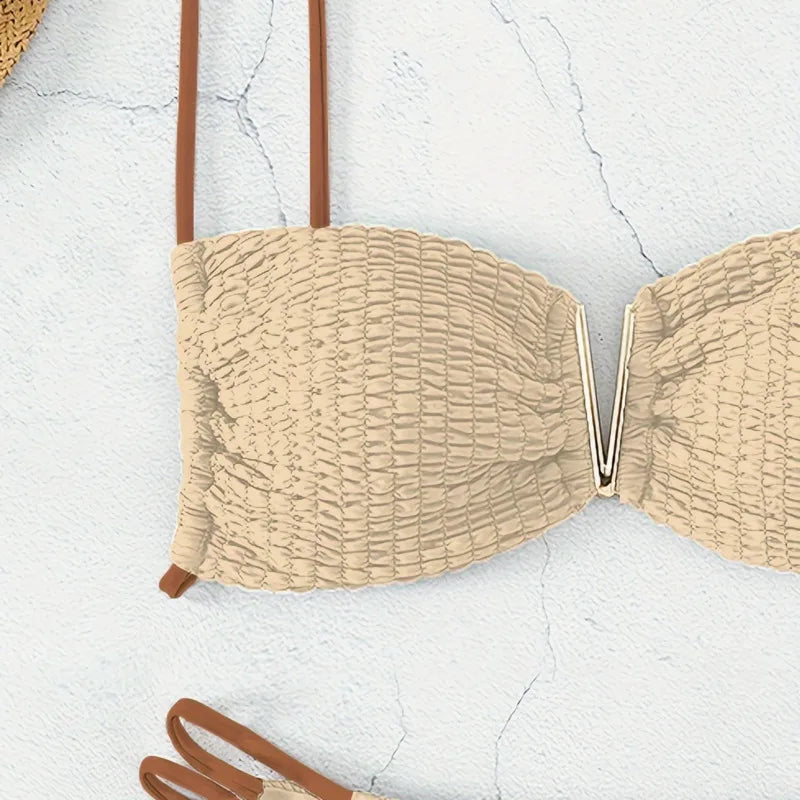 Bikini push-up sexy donna 2025 con laccetti e scollo profondo