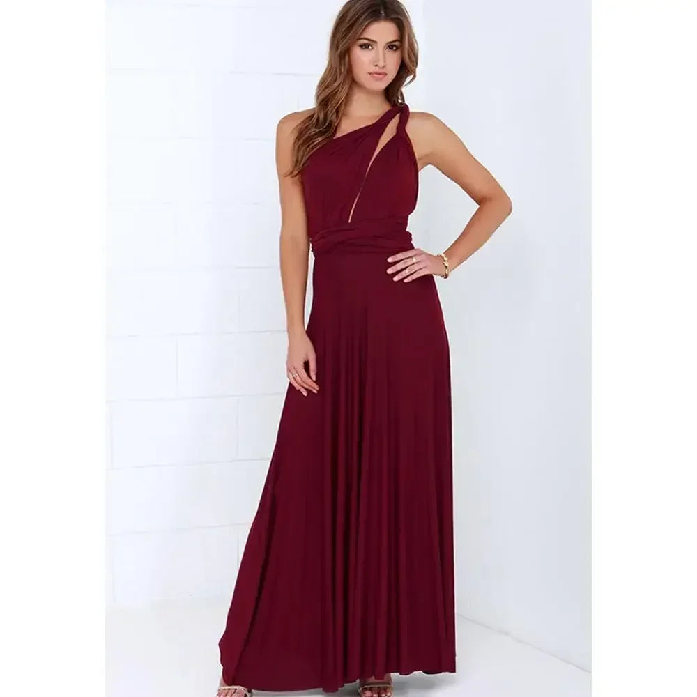 Abito Lungo Multiway Donna con Scollo a V – Vestito Trasformabile Elegante