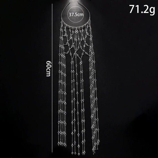 Copricapo Gioiello Donna con Strass e Frange – Oro o Argento