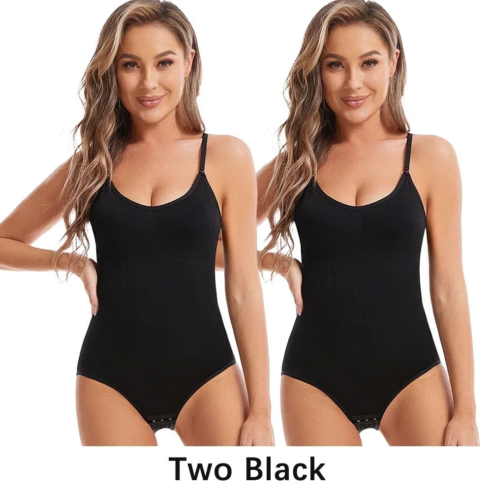 Body modellante a compressione senza cuciture per donna con spalline regolabili – nude, nero, marrone