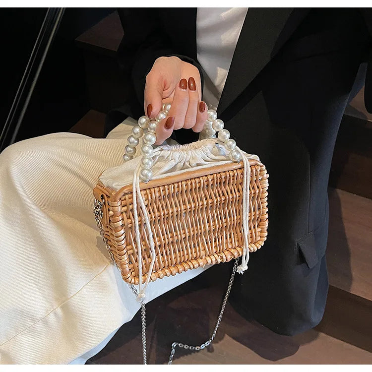 Borsa in Paglia con Perle Donna – Stile Boho Chic Estivo