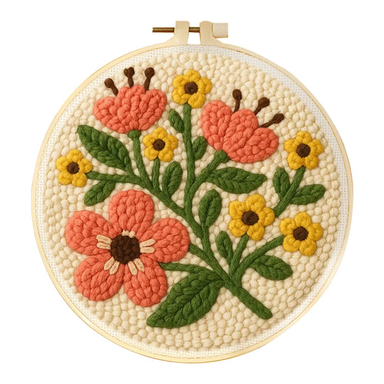 Kit Punch Needle Funghi e Fiori – Ricamo DIY Facile per Principianti