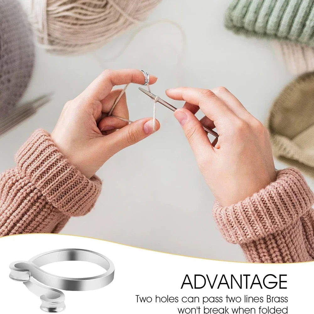 Set 2 ring guida filo regolabili per uncinetto/maglia – anello regolabile finger yarn guide / thimble per tensione costante