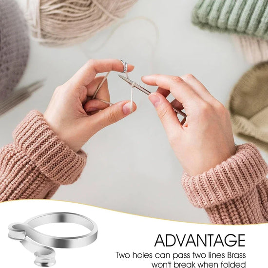 Set 2 ring guida filo regolabili per uncinetto/maglia – anello regolabile finger yarn guide / thimble per tensione costante