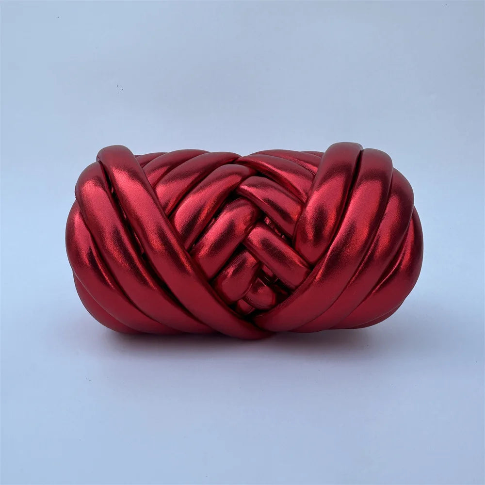 Filato mesh / ecopelle marshmallow per borse e uncinetto – opaco/lucido + pelle intrecciata artigianale