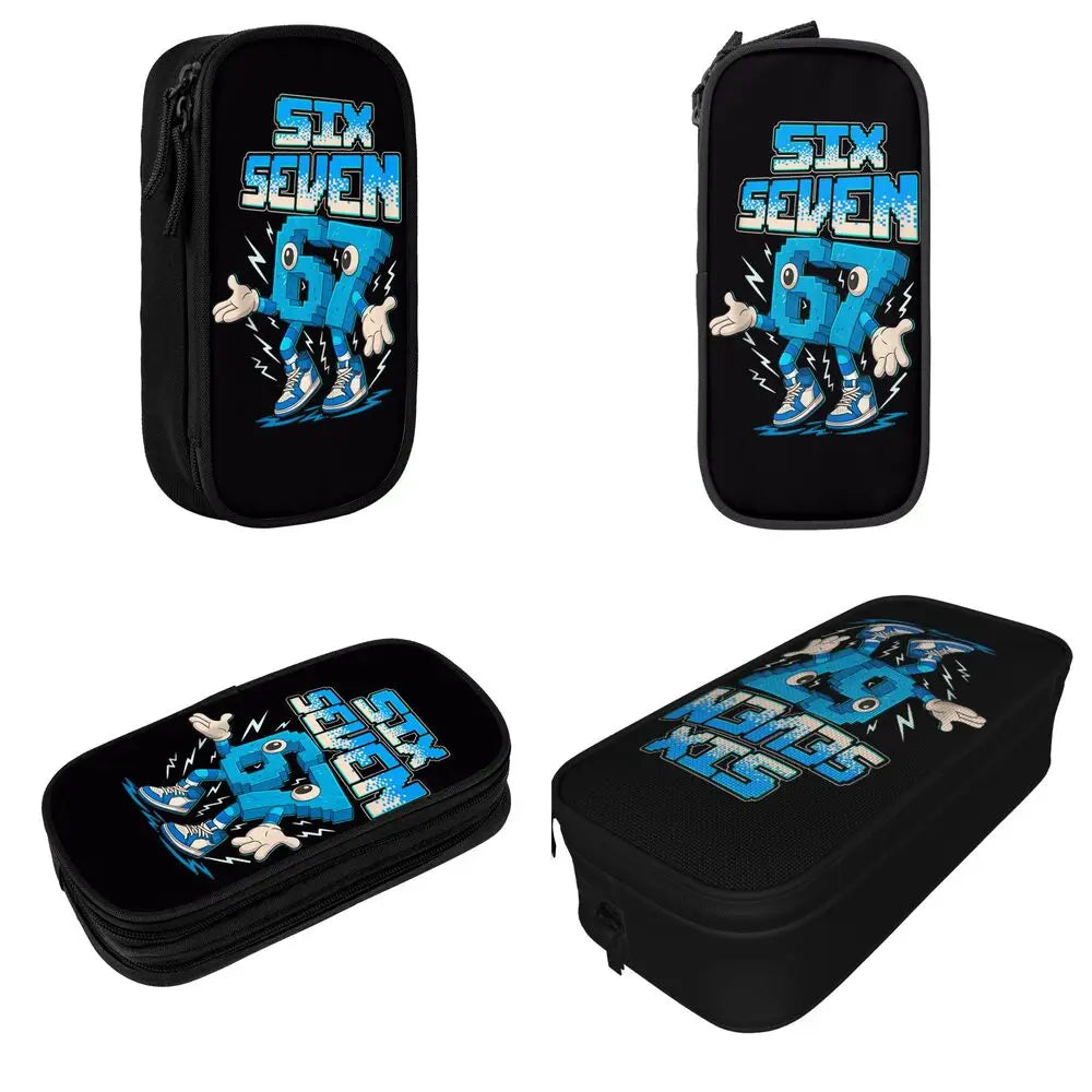 Meme 6 7 Six Seven Italian Steal A Brainrot 67 Pencil Case Canvas Pencil Box Child Vintage College School Pencil Cases Supplies