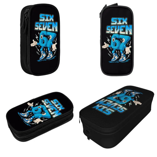 Meme 6 7 Six Seven Italian Steal A Brainrot 67 Pencil Case Canvas Pencil Box Child Vintage College School Pencil Cases Supplies
