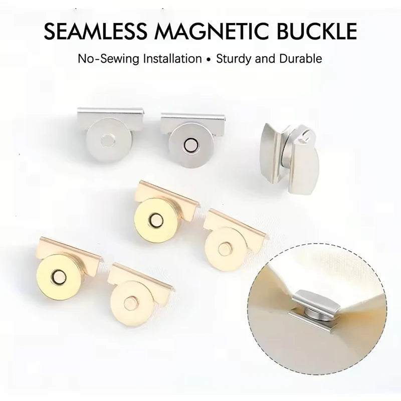 Set 5 Coppie Fermagli Magnetici Metallici Seamless – Snap Button per Chiusura Borse