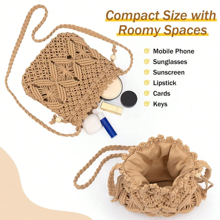 Borsa Donna Effetto Paglia Intrecciata – Secchiello Estivo a Tracolla