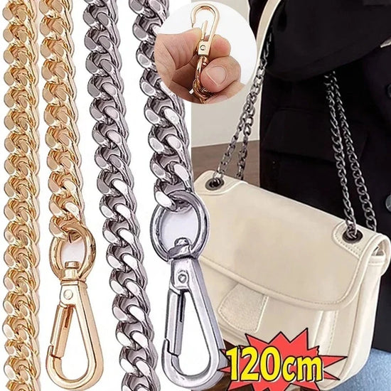 Catena 120 cm in Alluminio/Metallo per Borsa – Tracolla Fai-da-Te Staccabile per Borse Intrecciate, Accessori